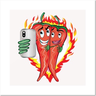 Hot Love Chili Pepper Valentine Posters and Art